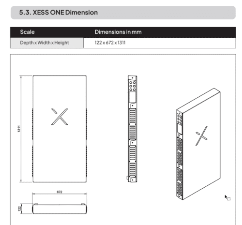 dimensions XESS ONE